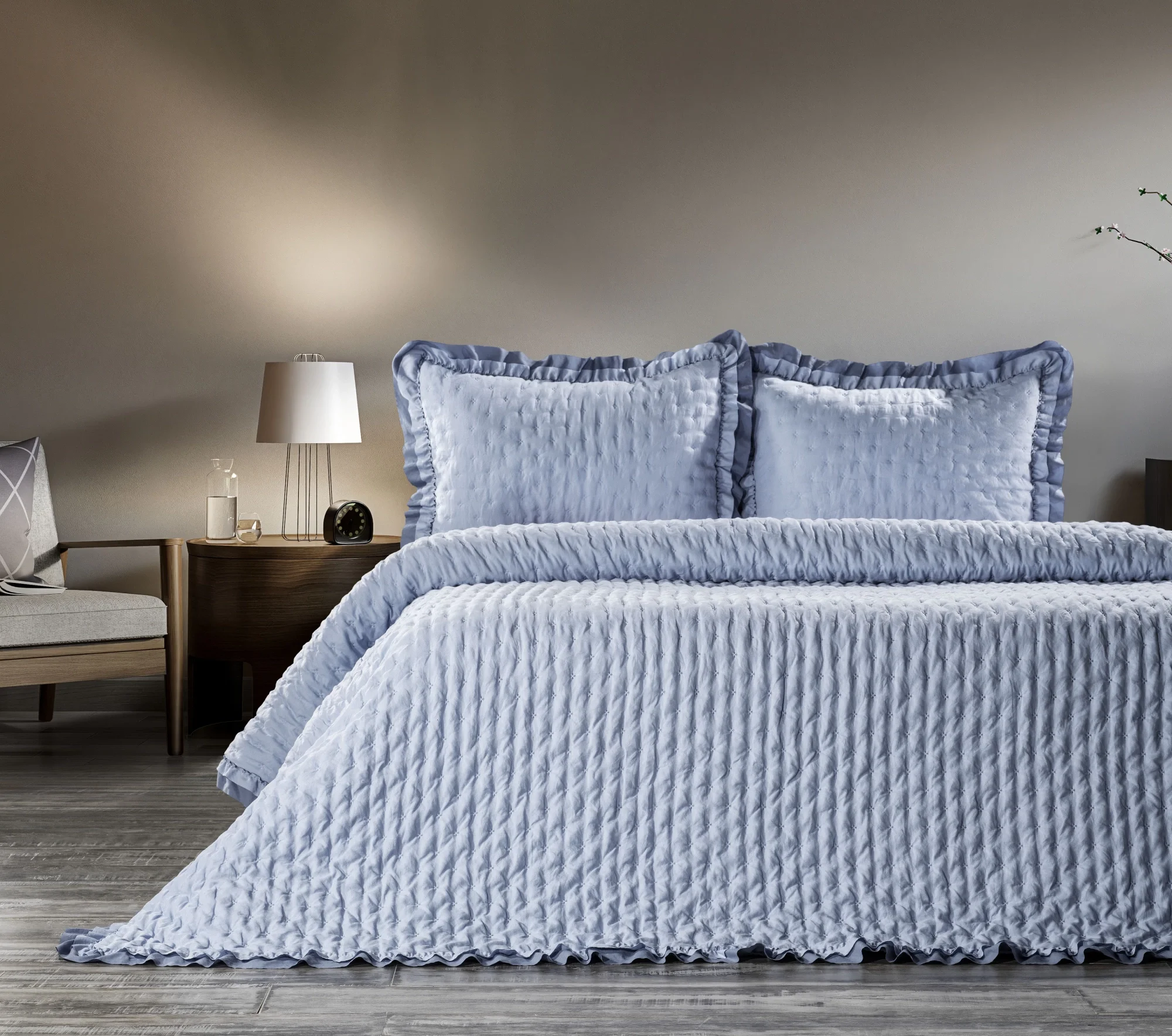 Zebra Casa Lima Tek  Kişilik Yatak Örtüsü-İndigo