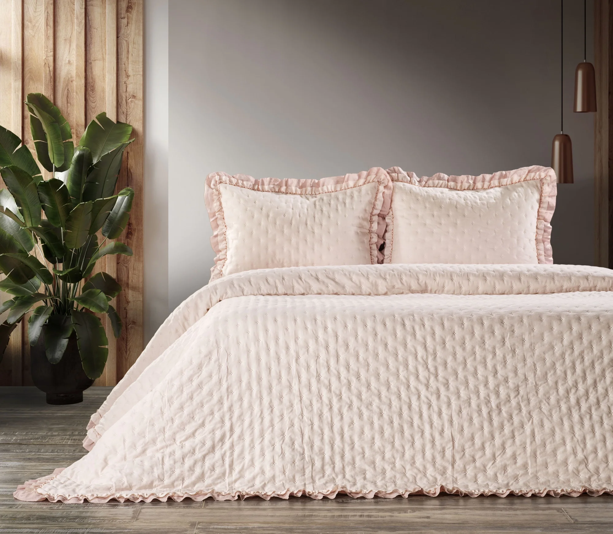 Zebra Casa Lima Tek  Kişilik Yatak Örtüsü-Pudra