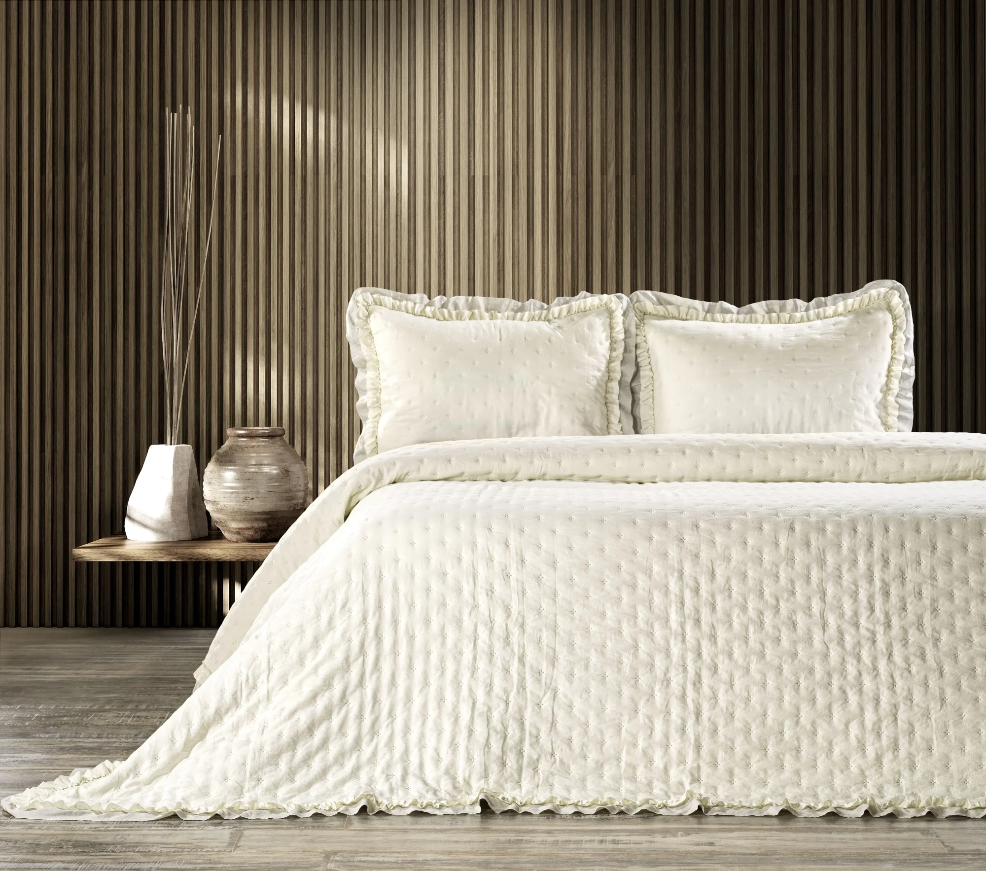 Zebra Casa Lima Tek  Kişilik Yatak Örtüsü-Krem