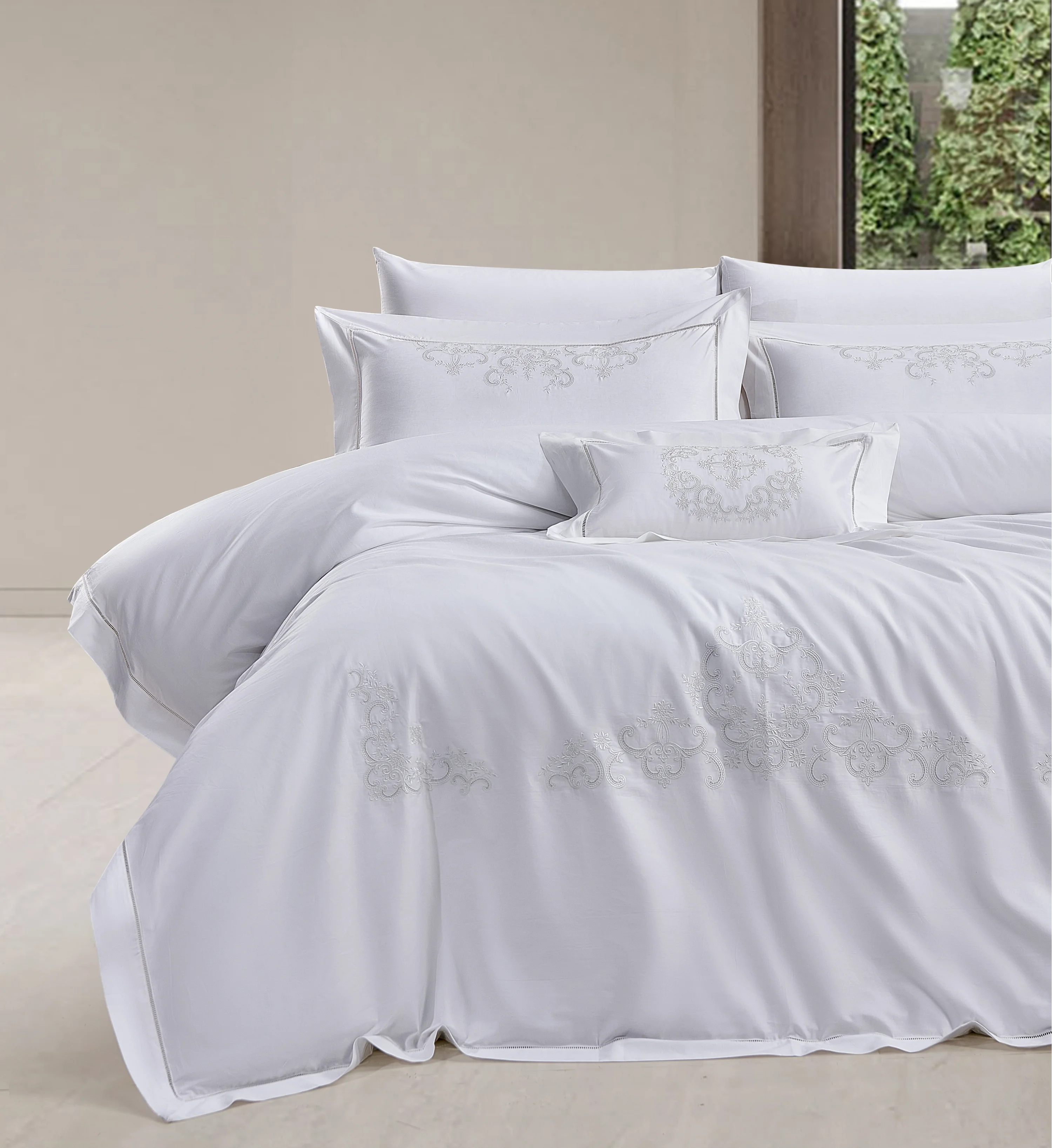 Zebra Casa Melvin 7 Parça Çift Kişilik Luxury Dantelli Nevresim Takımı-Krem 400Tc