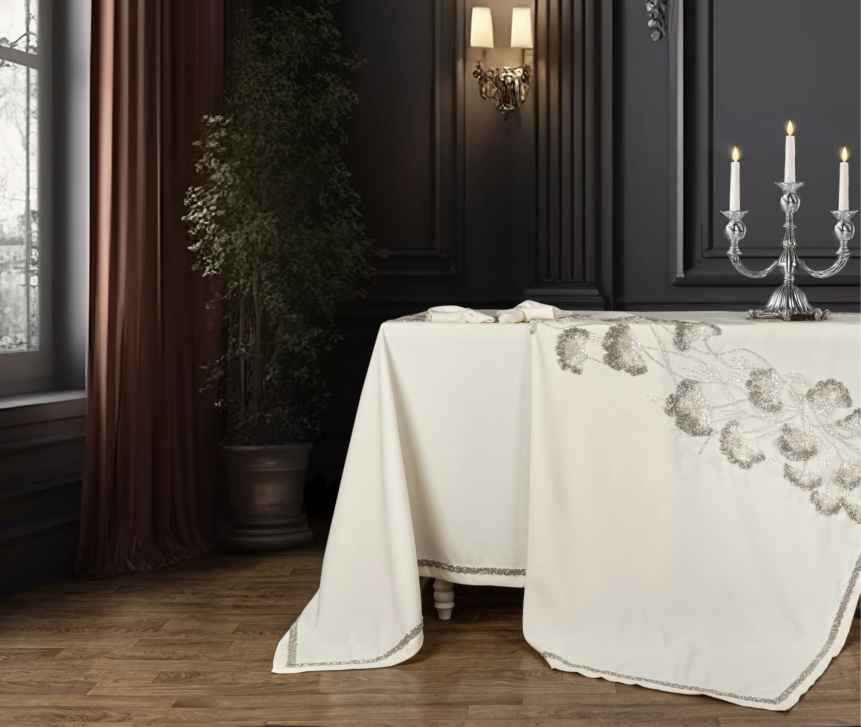 Zebra Casa Mila 25 Parça Masa Örtüsü Set-Krem