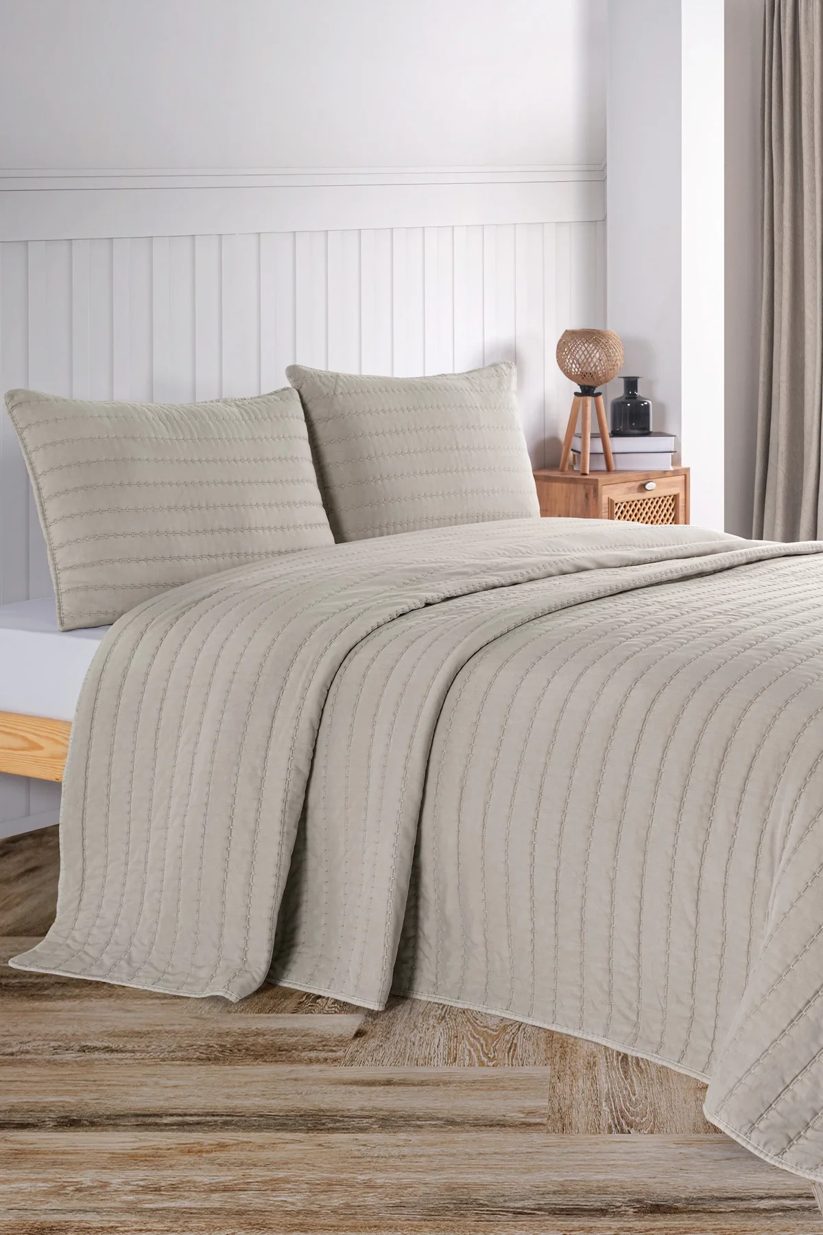 Zebra Casa Nelda Tek Kişilik Yatak Örtüsü-Vizon