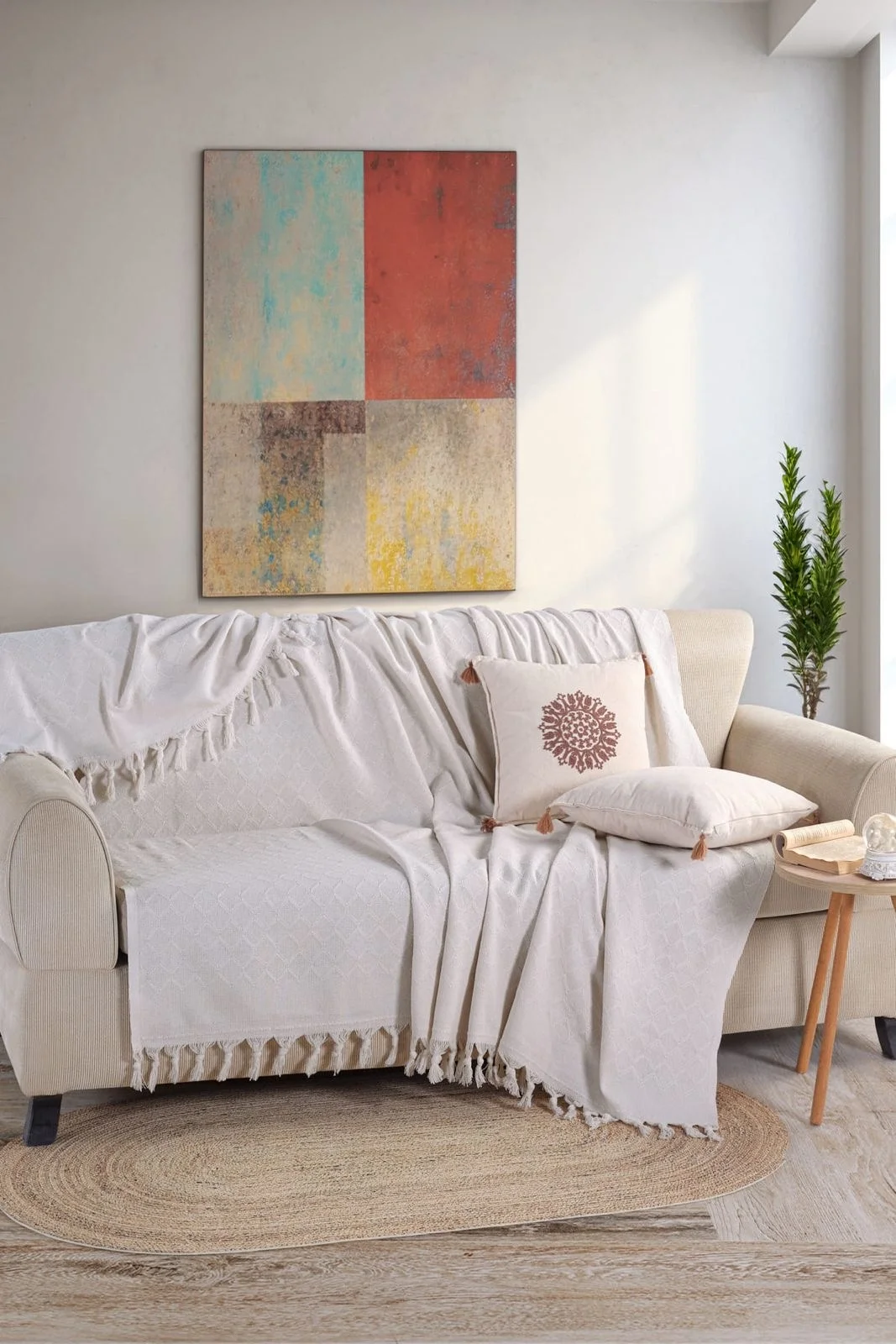 Zebra Casa Noble Koltuk Örtüsü-Ekru 200X230