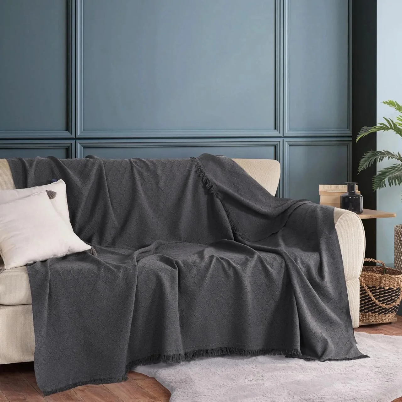 Zebra Casa Noble Koltuk Örtüsü-Füme 170X200