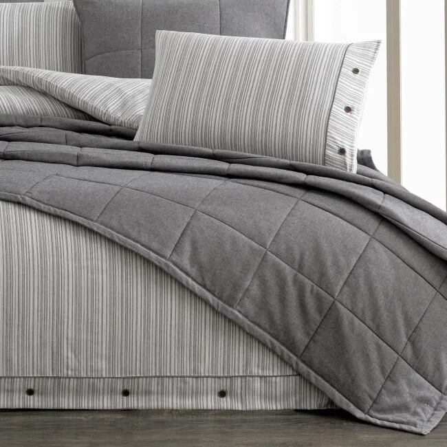 Zebra Casa Olive 7 Parça Yatak Örtüsü Seti Çift Kişilik-Gri