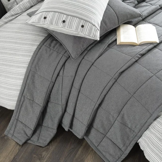 Zebra Casa Olive 7 Parça Yatak Örtüsü Seti Çift Kişilik-Gri