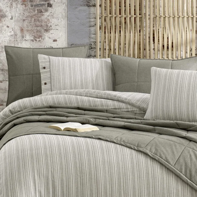 Zebra Casa Olive 7 Parça Yatak Örtüsü Seti Çift Kişilik-Yeşil