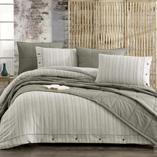 Zebra Casa Olive 7 Parça Yatak Örtüsü Seti Çift Kişilik-Yeşil