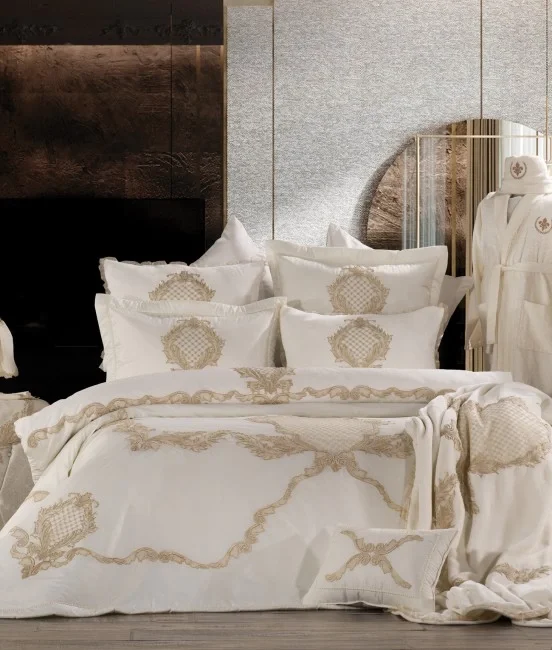 Zebra Casa Ornella 11 Parça Çeyiz Seti-Krem/Gold