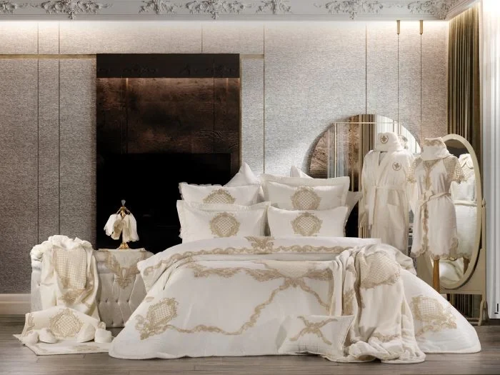 Zebra Casa Ornella 23 Parça Çeyiz Seti-Krem/Gold