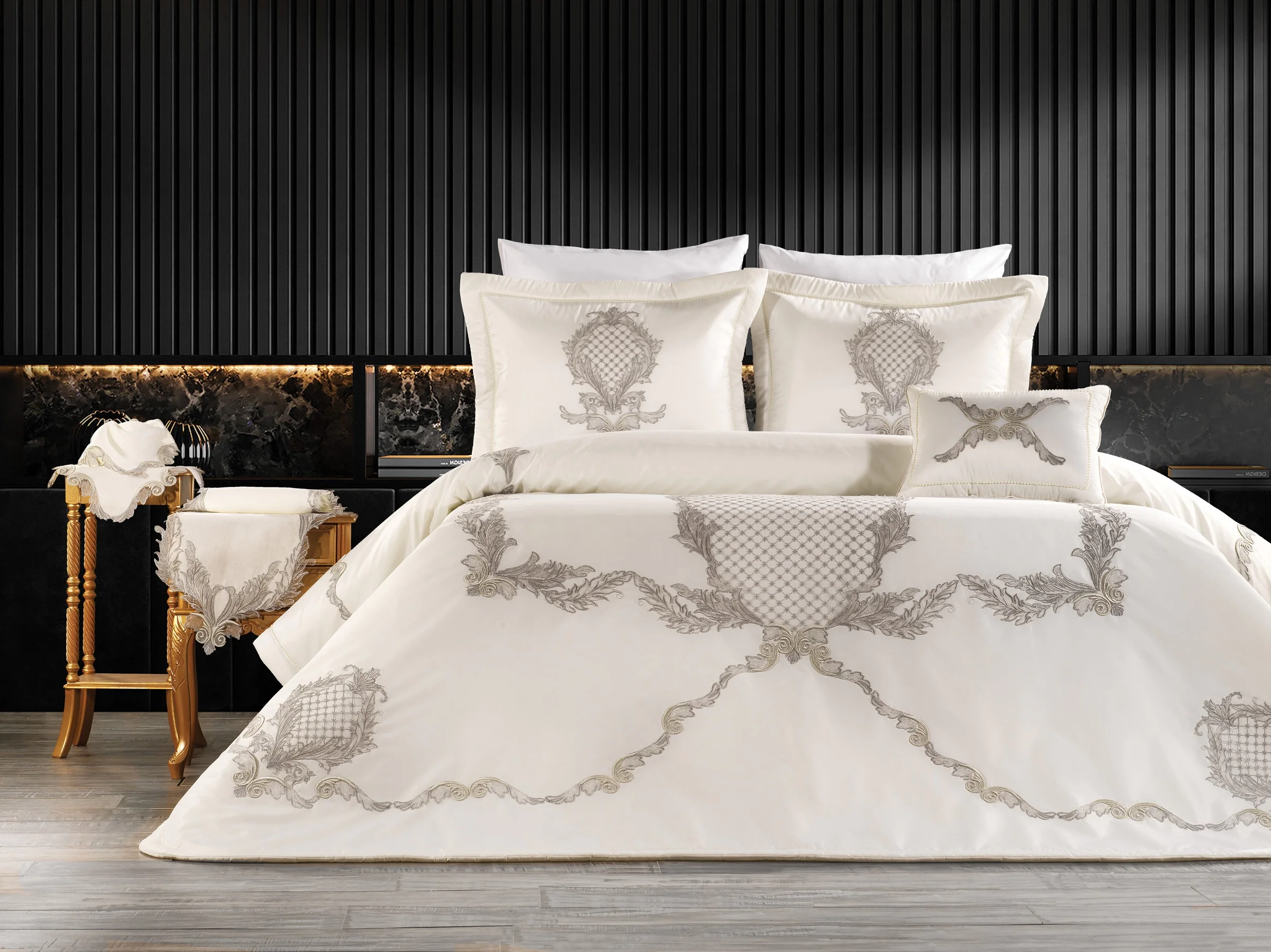 ZEBRA CASA ORNELLA 4 PARÇA YATAK ÖRTÜSÜ-EKRU/SİLVER