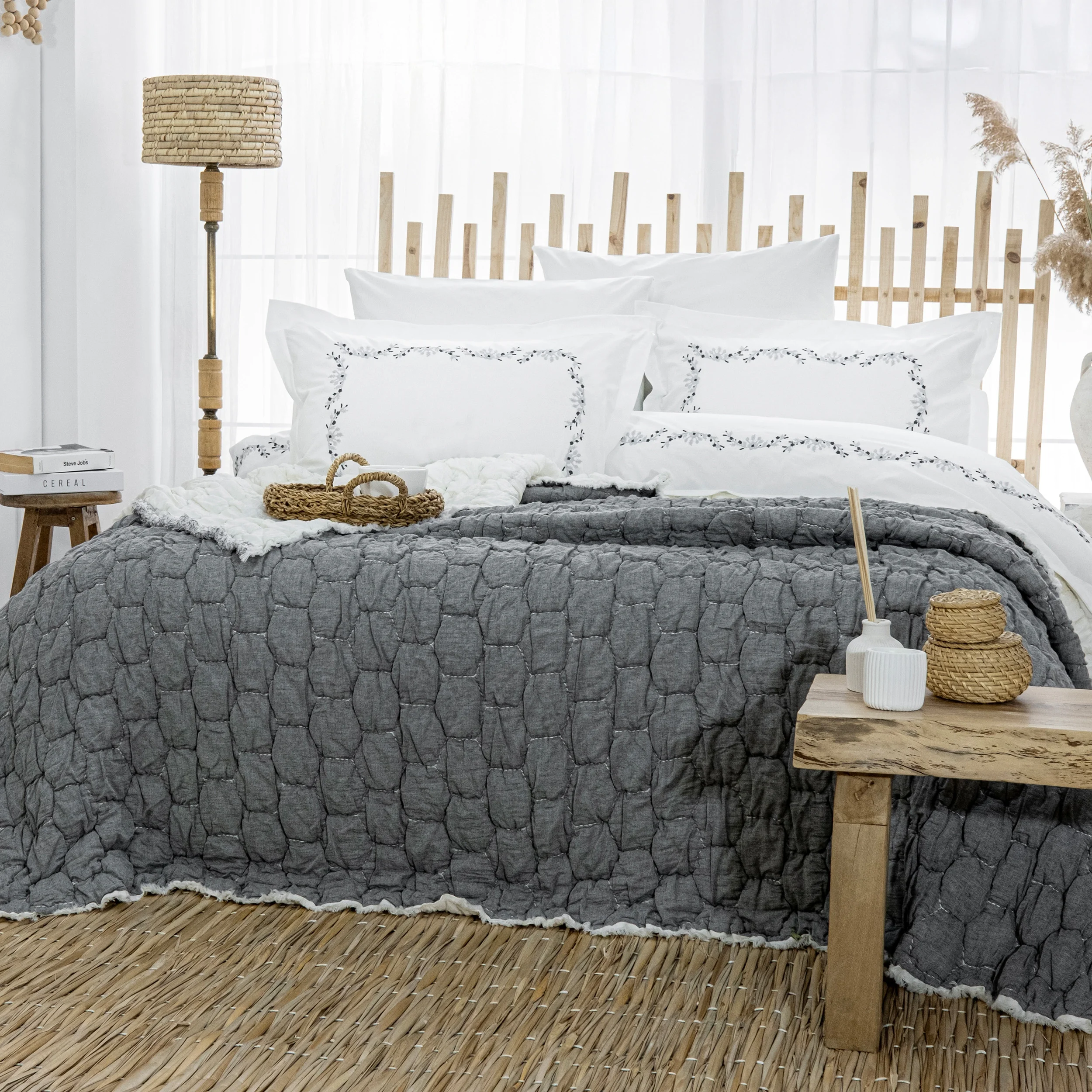 Zebra Casa Paloma 7 Parça Yatak Seti-Gri