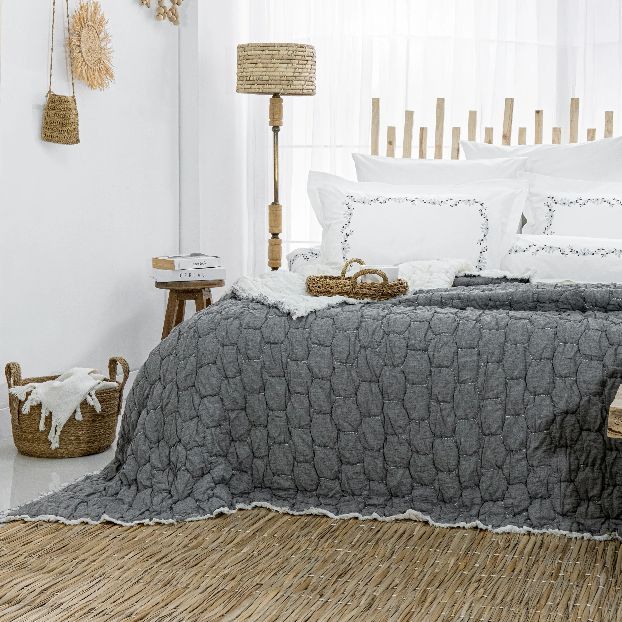 Zebra Casa Paloma 7 Parça Yatak Seti-Gri