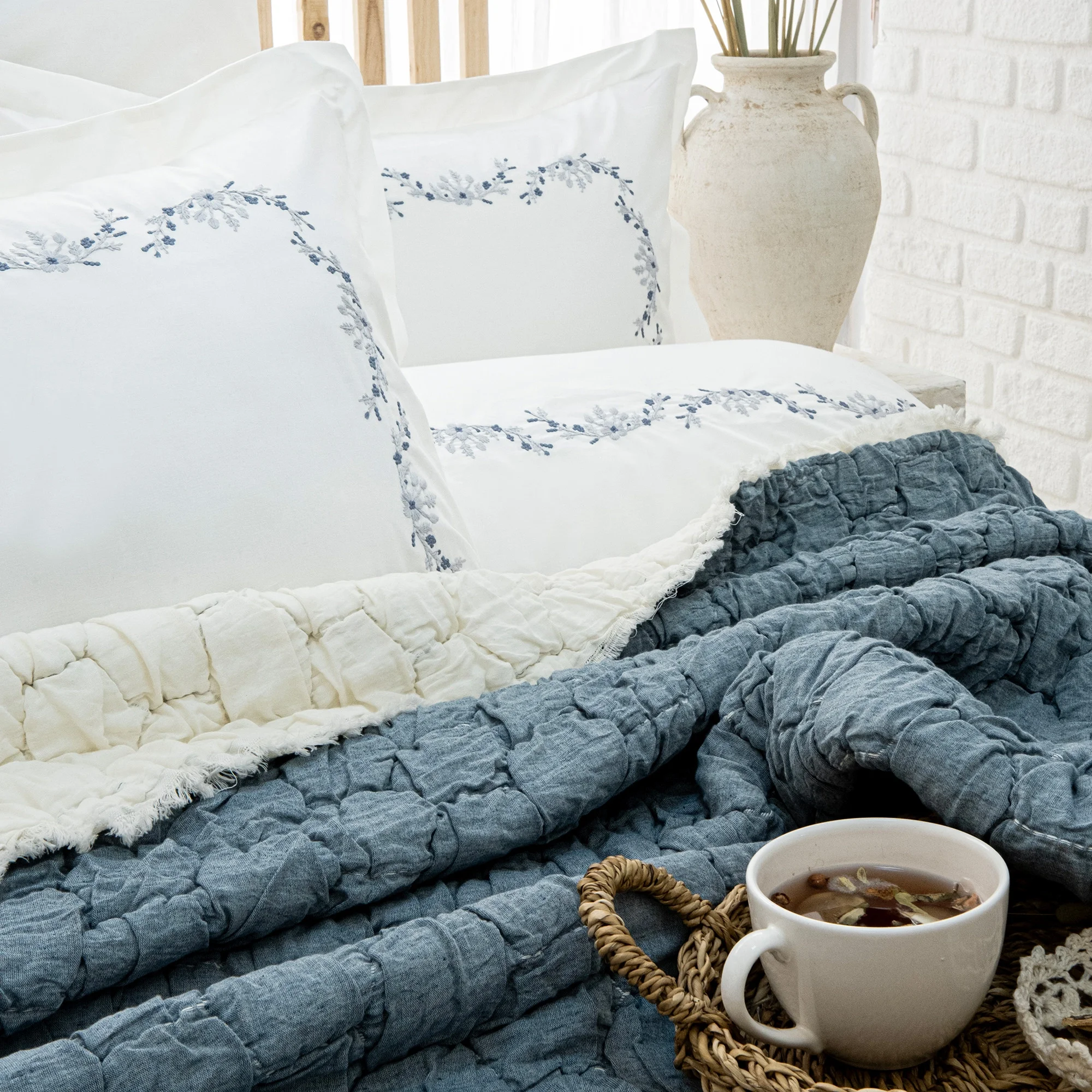 Zebra Casa Paloma 7 Parça Yatak Seti-İndigo