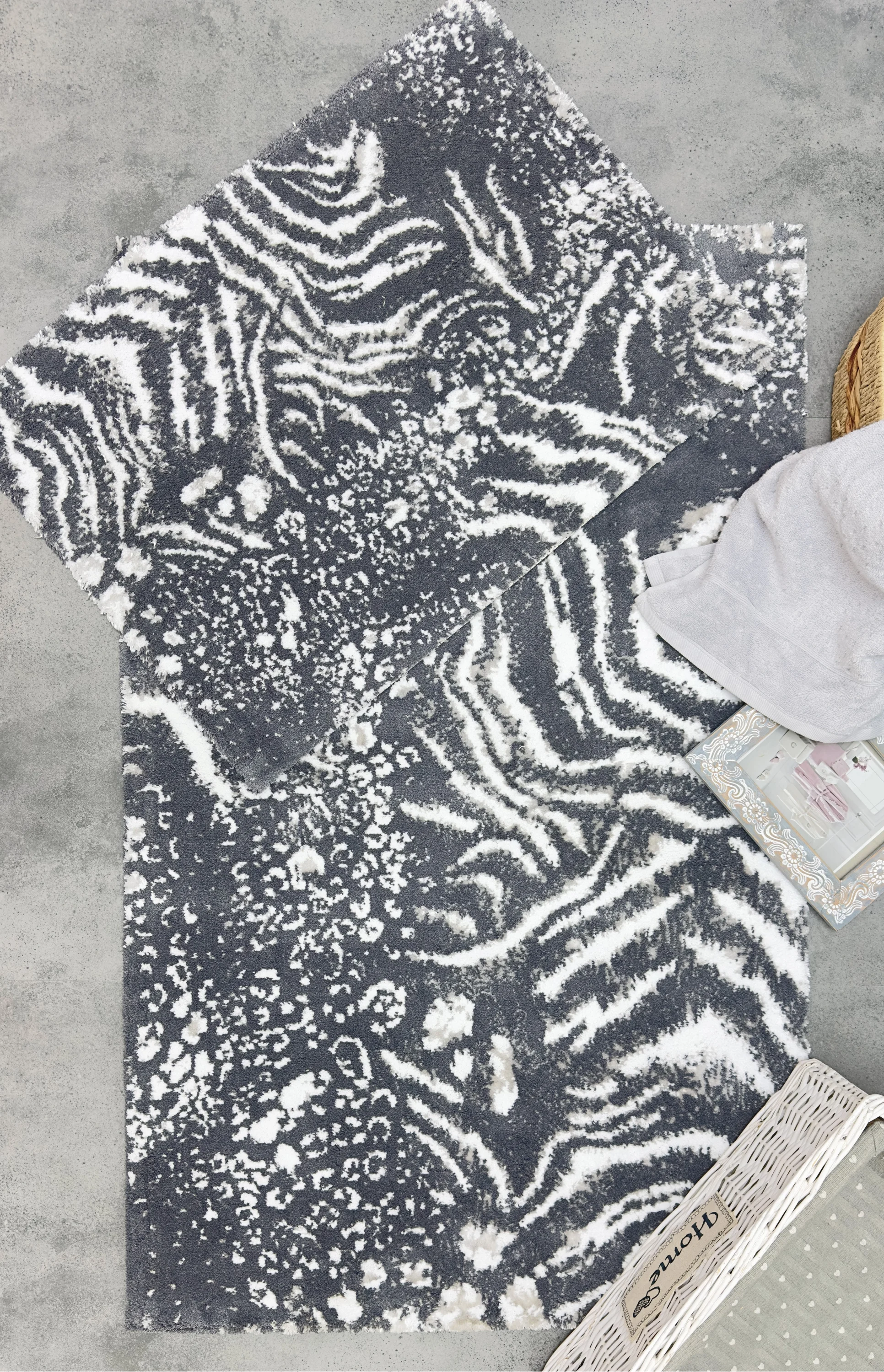 Zebra Casa Pole 2Li Paspas Takımı-Beyaz/K.Gri/Gri