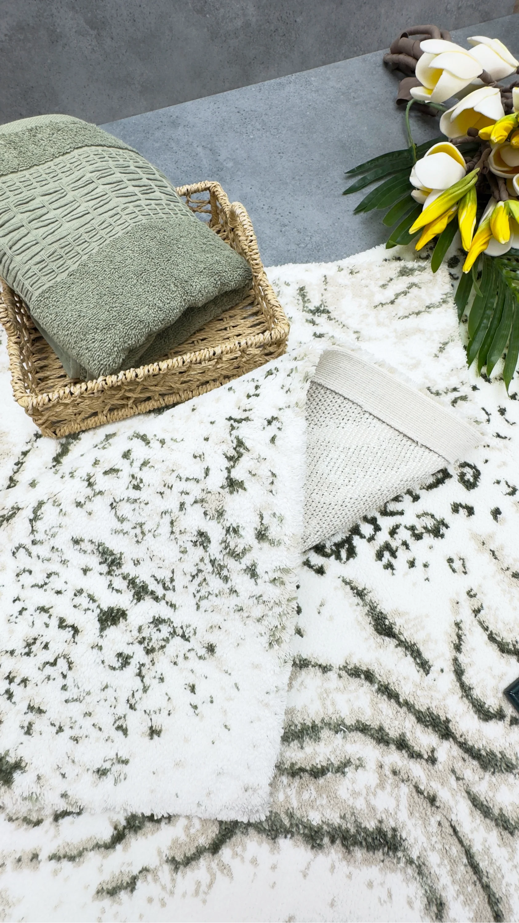 Zebra Casa Pole 2Li Paspas Takımı-Ekru/Bej/Yeşil