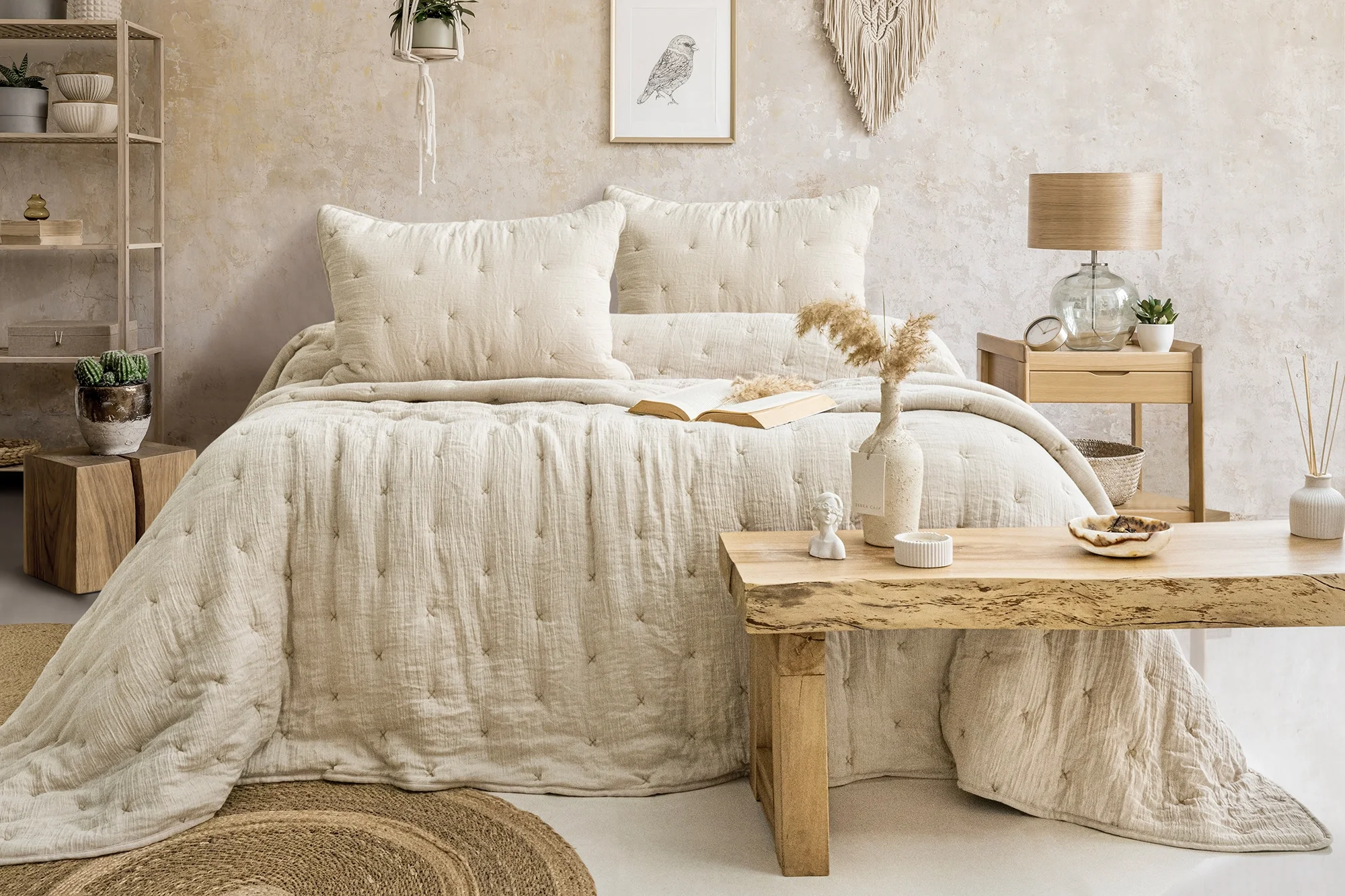 Zebra Casa Rita Çift  Kişilik Yatak Örtüsü-Bej