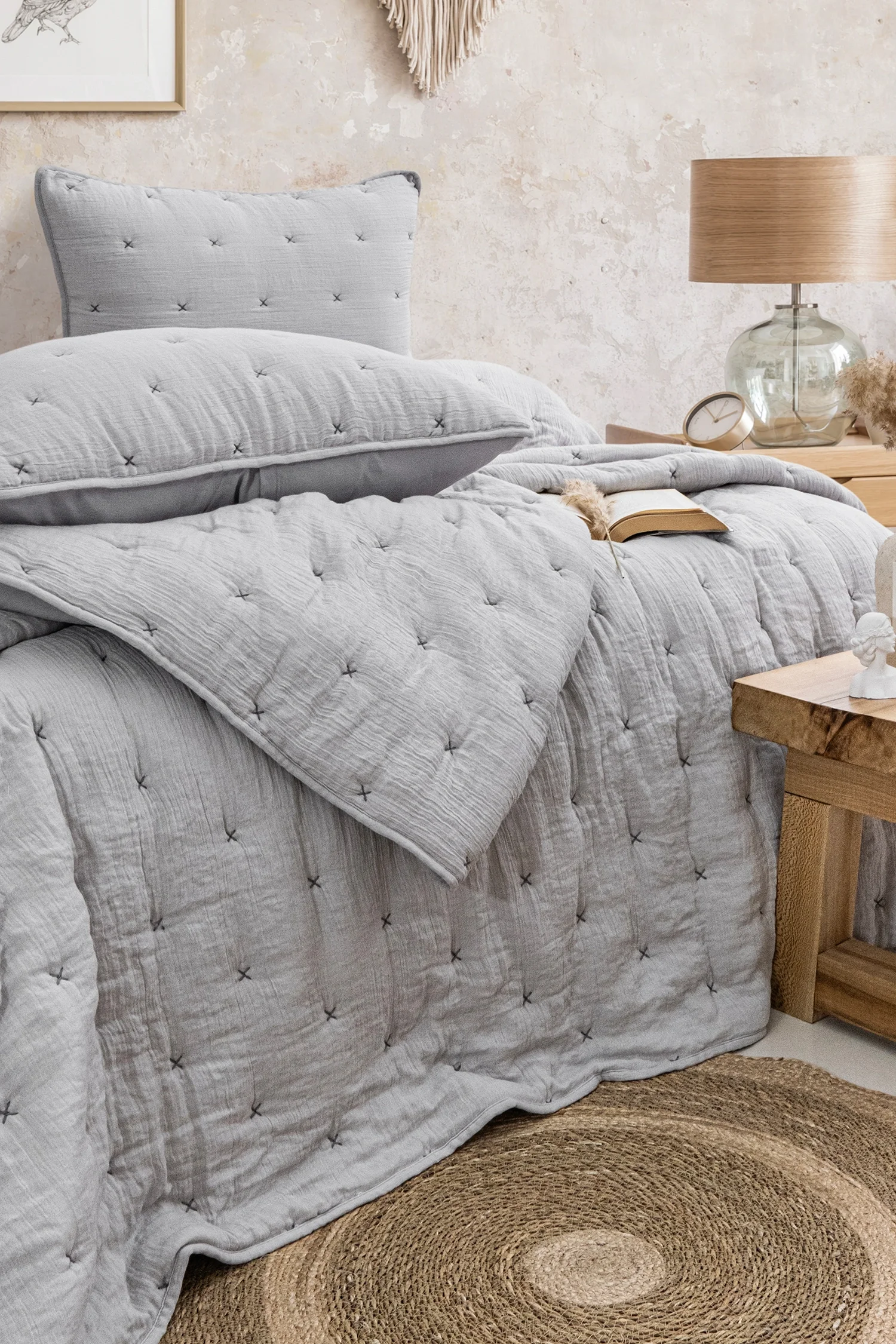 Zebra Casa Rita Çift Kişilik Yatak Örtüsü-Gri