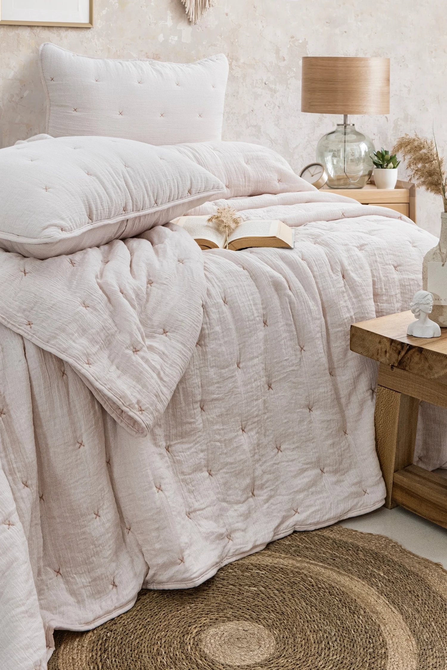 Zebra Casa Rita Çift Kişilik Yatak Örtüsü-Pudra