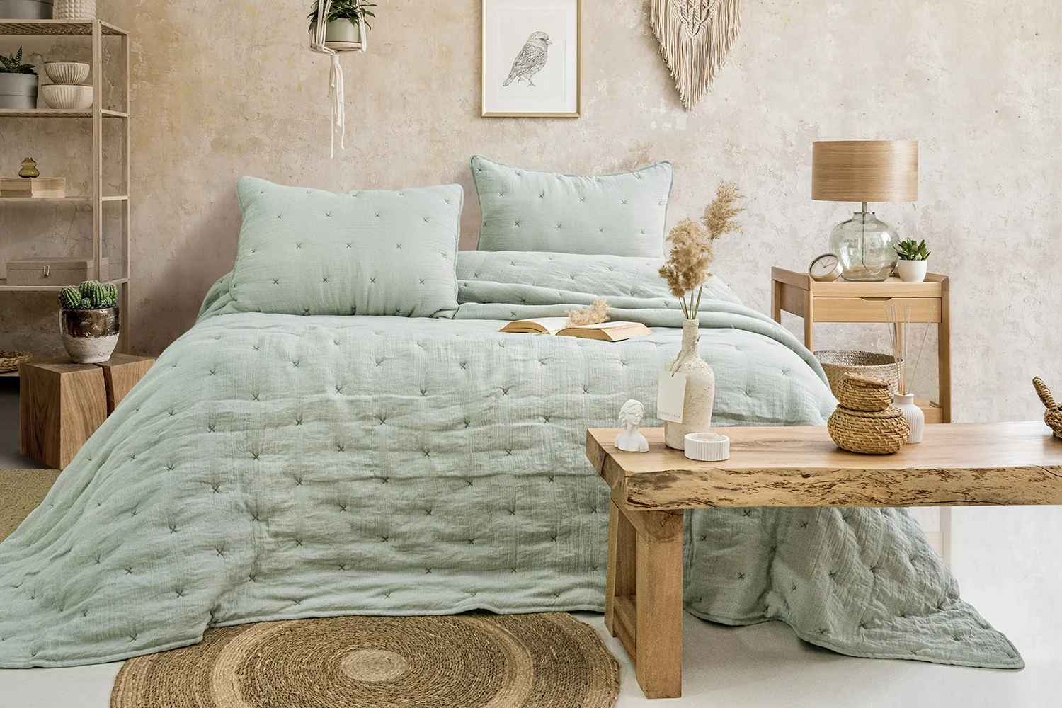 Zebra Casa Rita Tek Kişilik Yatak Örtüsü-Mint