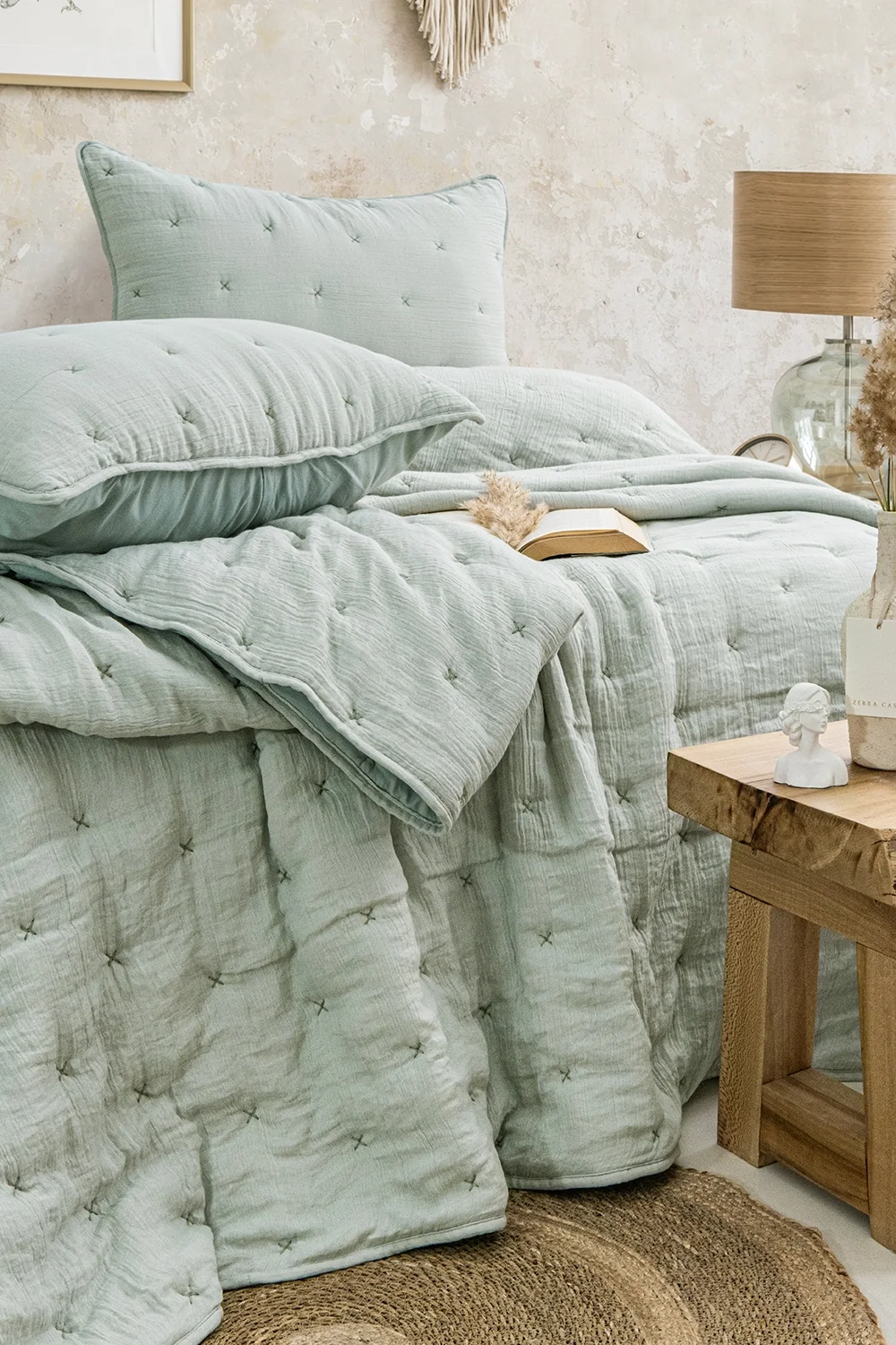 Zebra Casa Rita Tek Kişilik Yatak Örtüsü-Mint