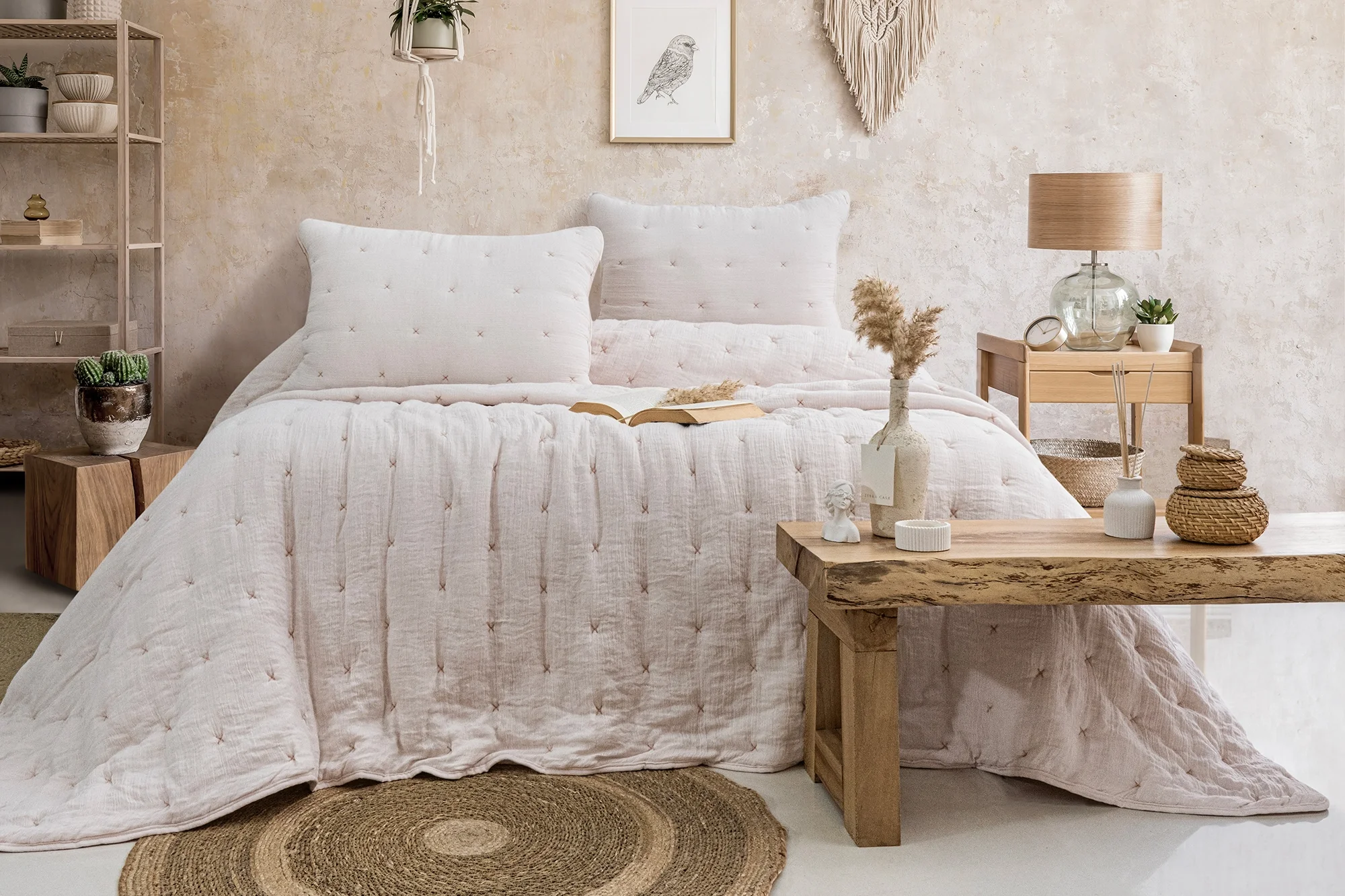 Zebra Casa Rıta Tek Kişilik Yatak Örtüsü-Pudra