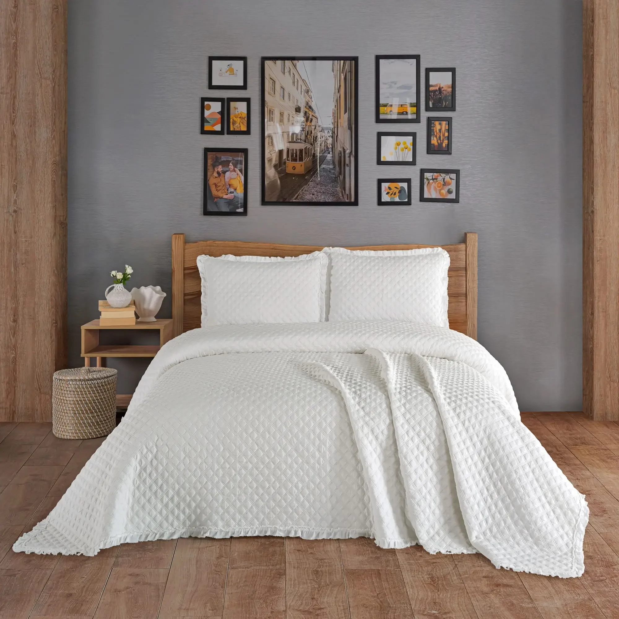 Zebra Casa Rody Çift Kişilik Yatak Örtüsü-Krem