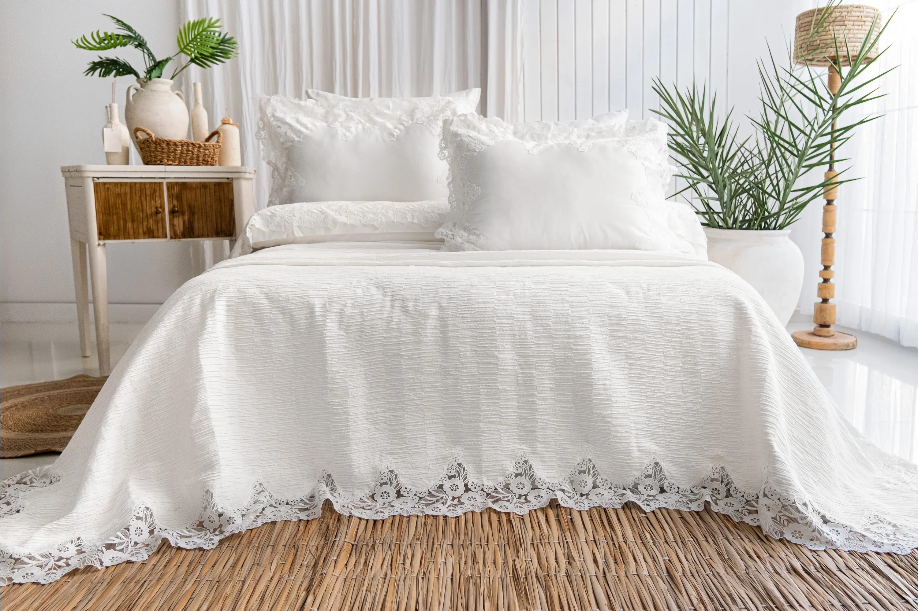 Zebra Casa Rosaria 7 Parça Nevresimli Pike Set-Krem