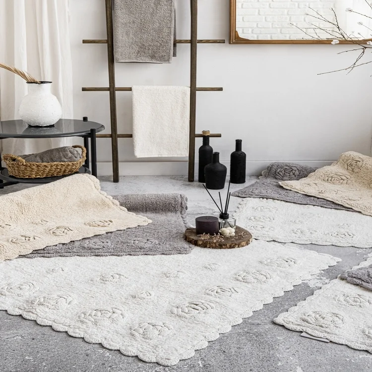 Zebra Casa Rosette Tekli Pamuk Paspas 80x120-Gri