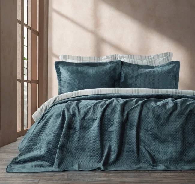 ZEBRA CASA SCALA YATAK ÖRTÜSÜ ÇİFT KİŞİLİK-PETROL