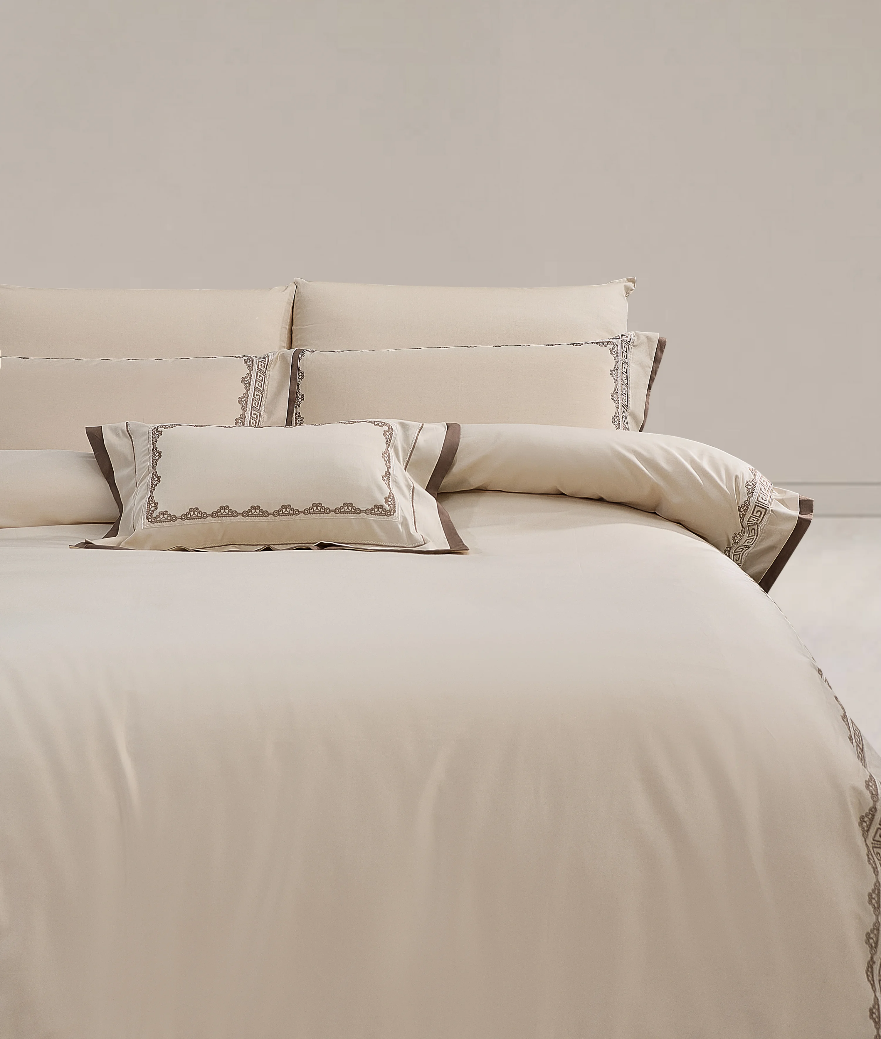 Zebra Casa Soren 7 Parça Çift Kişilik Luxury Dantelli Nevresim Takımı-Bej 400Tc