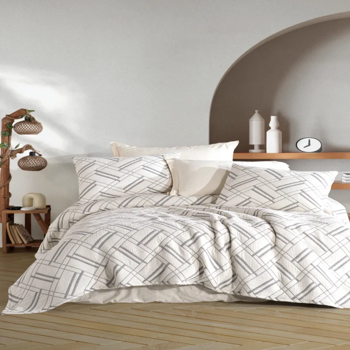 Zebra Casa Claris 3 Parça Yatak Örtüsü Çift Kişilik-Antrasit