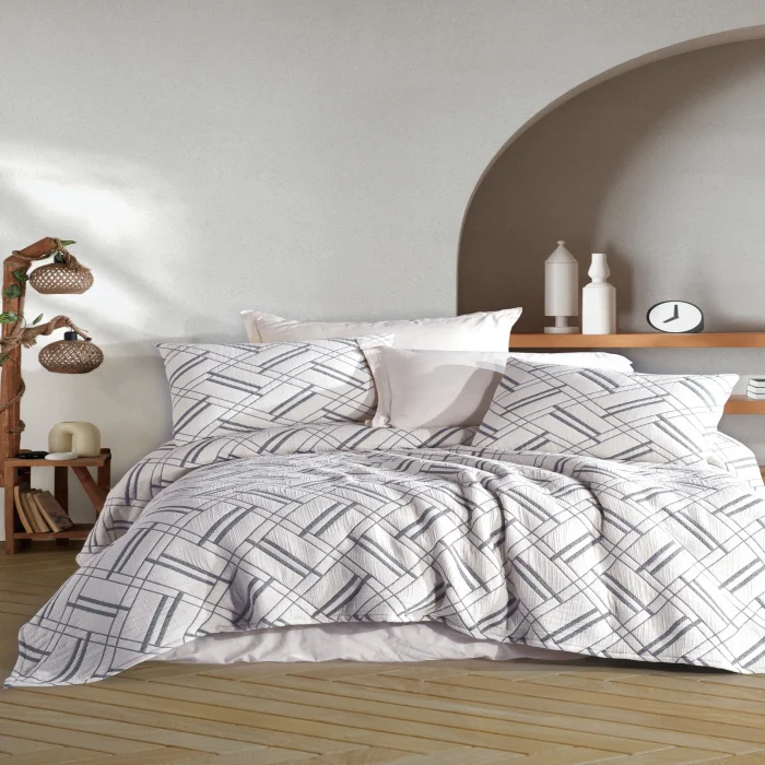 Zebra Casa Claris 3 Parça Yatak Örtüsü Çift Kişilik-Lacivert