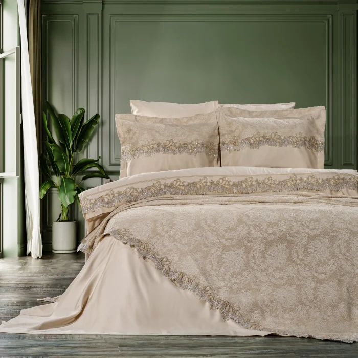 Zebra Casa Marsilya 7 Parça Nevresimli Pike Takımı-Bej