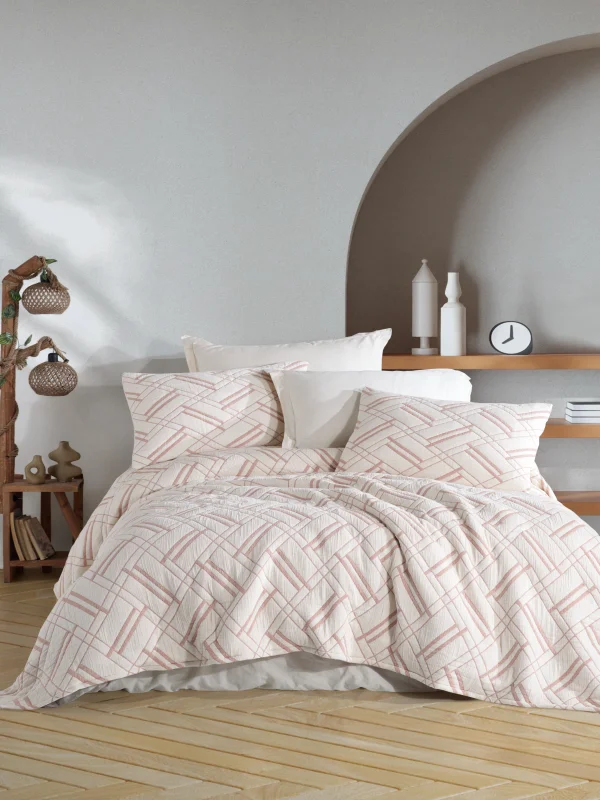 Zebra Casa Claris 3 Parça Yatak Örtüsü Çift Kişilik-Bakır