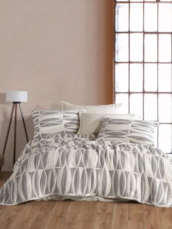 Zebra Casa Dionis 3 Parça Yatak Örtüsü Çift Kişilik-Antrasit