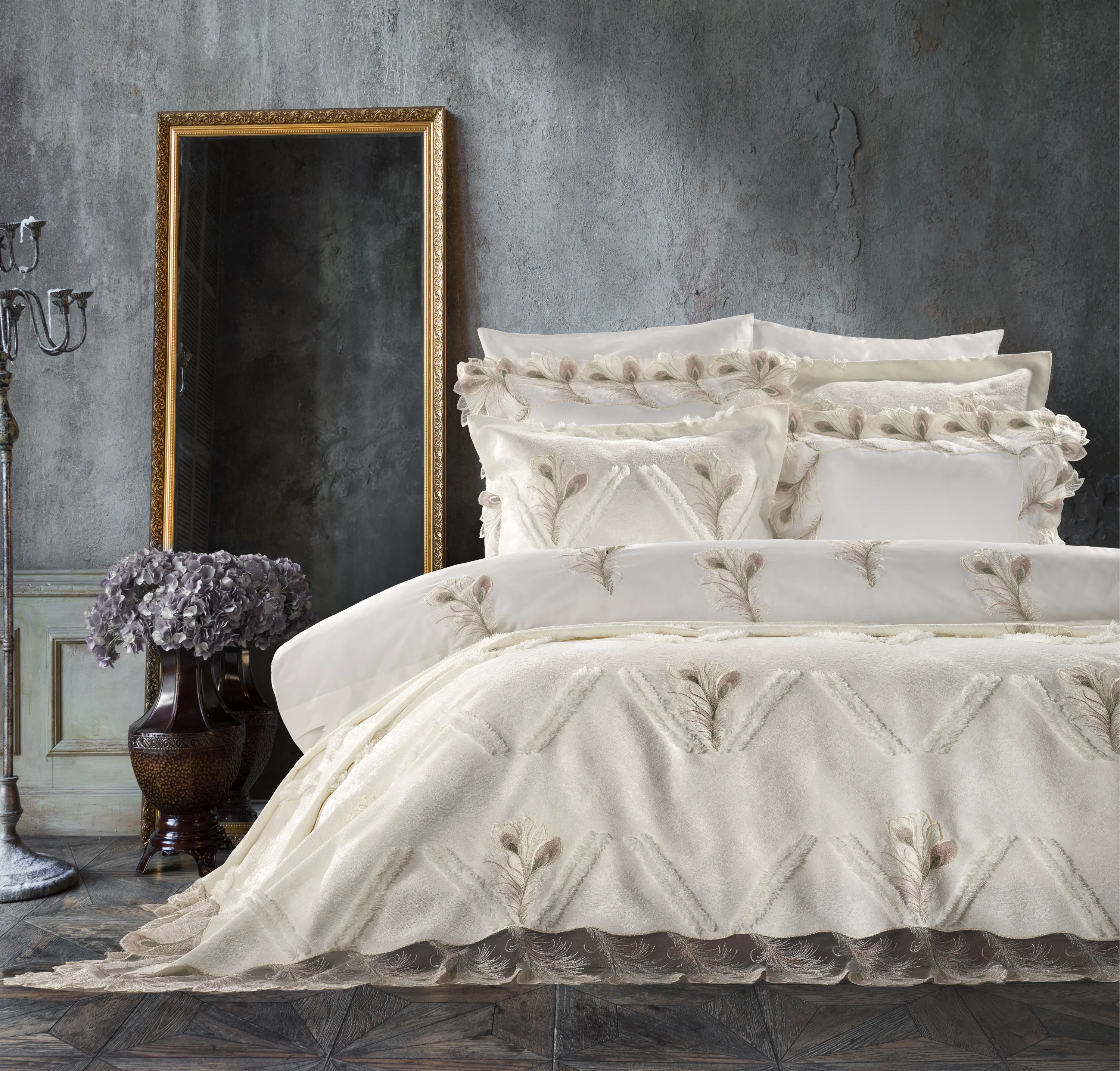 Zebra Casa Paradise 9 Parça Nevresimli Pike Takımı-Krem