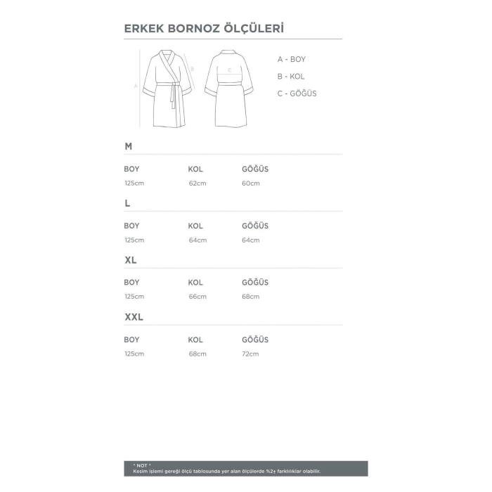 EcoCotton Pure Cotton Erkek Bornoz %100 Organik Pamuk Nakışlı-Antrasit/M