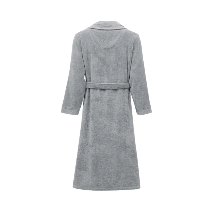 EcoCotton Pure Cotton Erkek Bornoz %100 Organik Pamuk Nakışlı-Gri/XL