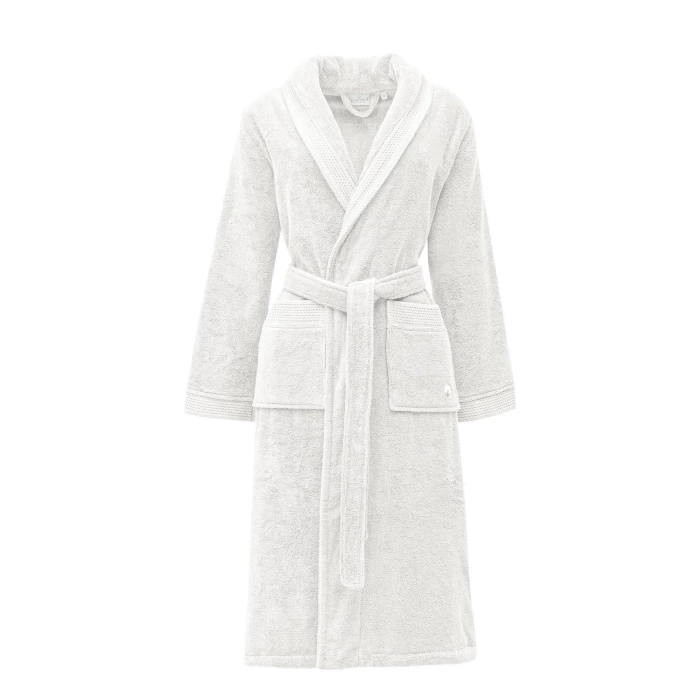 EcoCotton Pure Cotton Kadın  Bornoz %100 Organik Pamuk Nakışlı-Krem/M