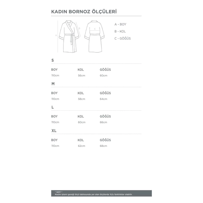 EcoCotton Pure Cotton Kadın  Bornoz %100 Organik Pamuk Nakışlı-Yeşil/M