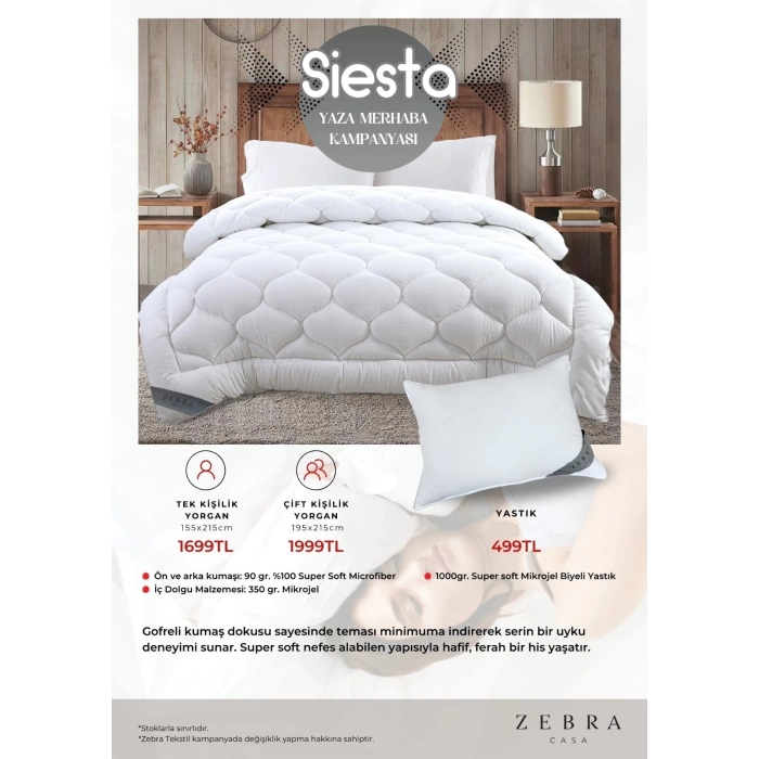 Zebra Casa Siesta Soft Yorgan Çift Kişilik 195x215