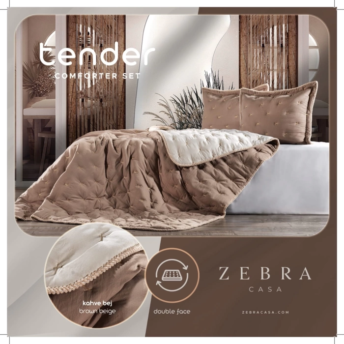 ZEBRA CASA TENDER YATAK ÖRTÜSÜ ÇİFT KİŞİLİK-KAHVE/BEJ