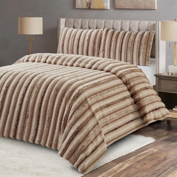 Zebra Casa Dreamy Comforter 3 Parça Yatak Örtüsü Set-Kahve