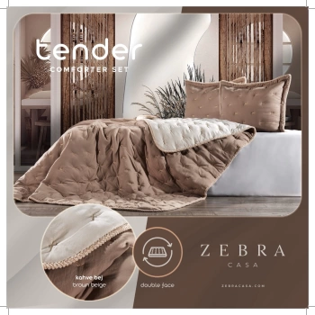 ZEBRA CASA TENDER YATAK ÖRTÜSÜ TEK KİŞİLİK-KAHVE/BEJ