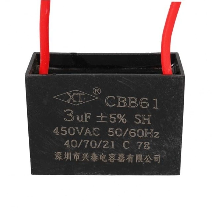 3 UF 450 V Kablolu Kare Tip Kutupsuz Kondansatör