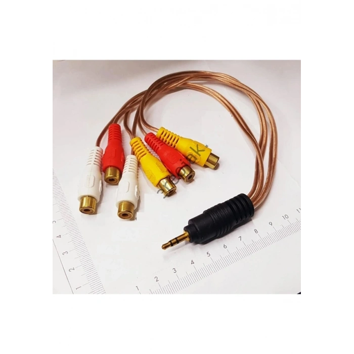 3,5mm Erkek Stereo - 6 RCA Dişi - 30CM 5+1 Kablo