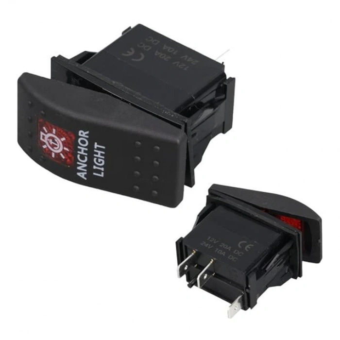 PowerMaster ﻿﻿Deniz Feneri Sembollü Işıklı 3 Pinli On-Off 12-24V Marin Switch