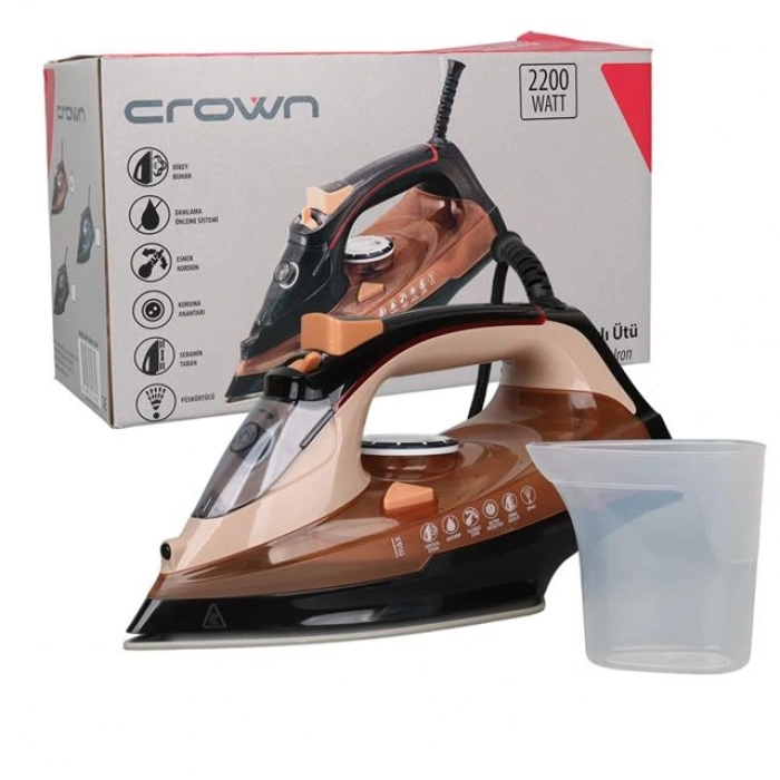 Crown CRW-7206 2200W Seramik Tabanlı Buharlı Ütü Rose