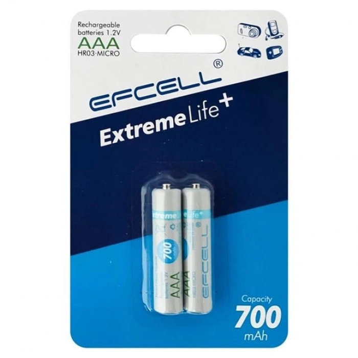 Efcell Extreme Life+ AAA 700mAh 1.2V Şarj Edilebilir Ni-MH Pil (2li Paket)